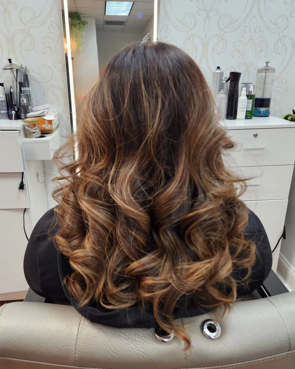 Chestnut caramel curls blowout — Lush Atelier Beauty Salon