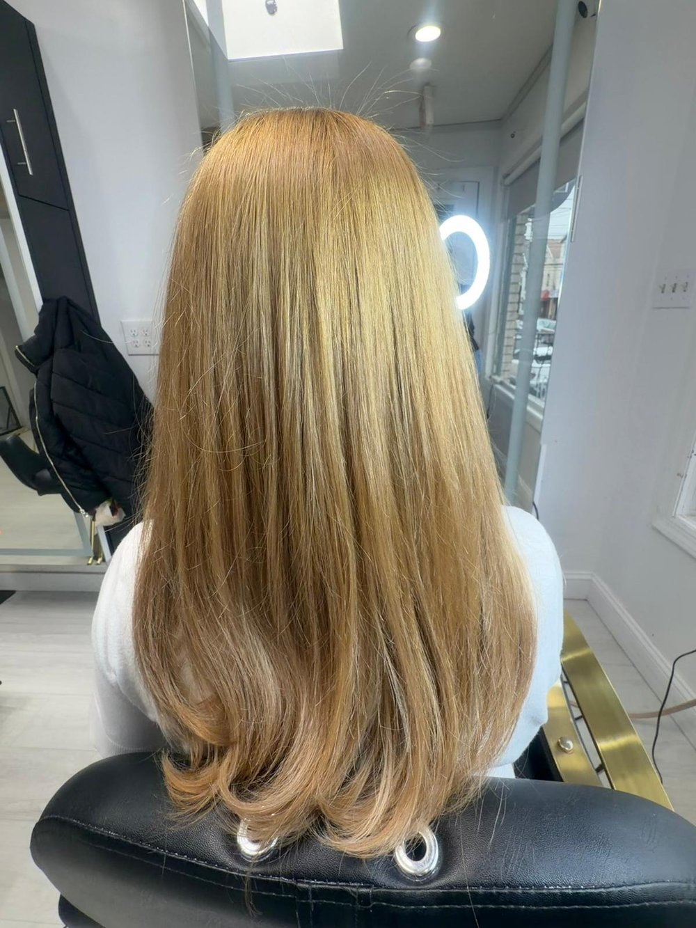 Golden honey blonde sleek — Lush Atelier Beauty Salon