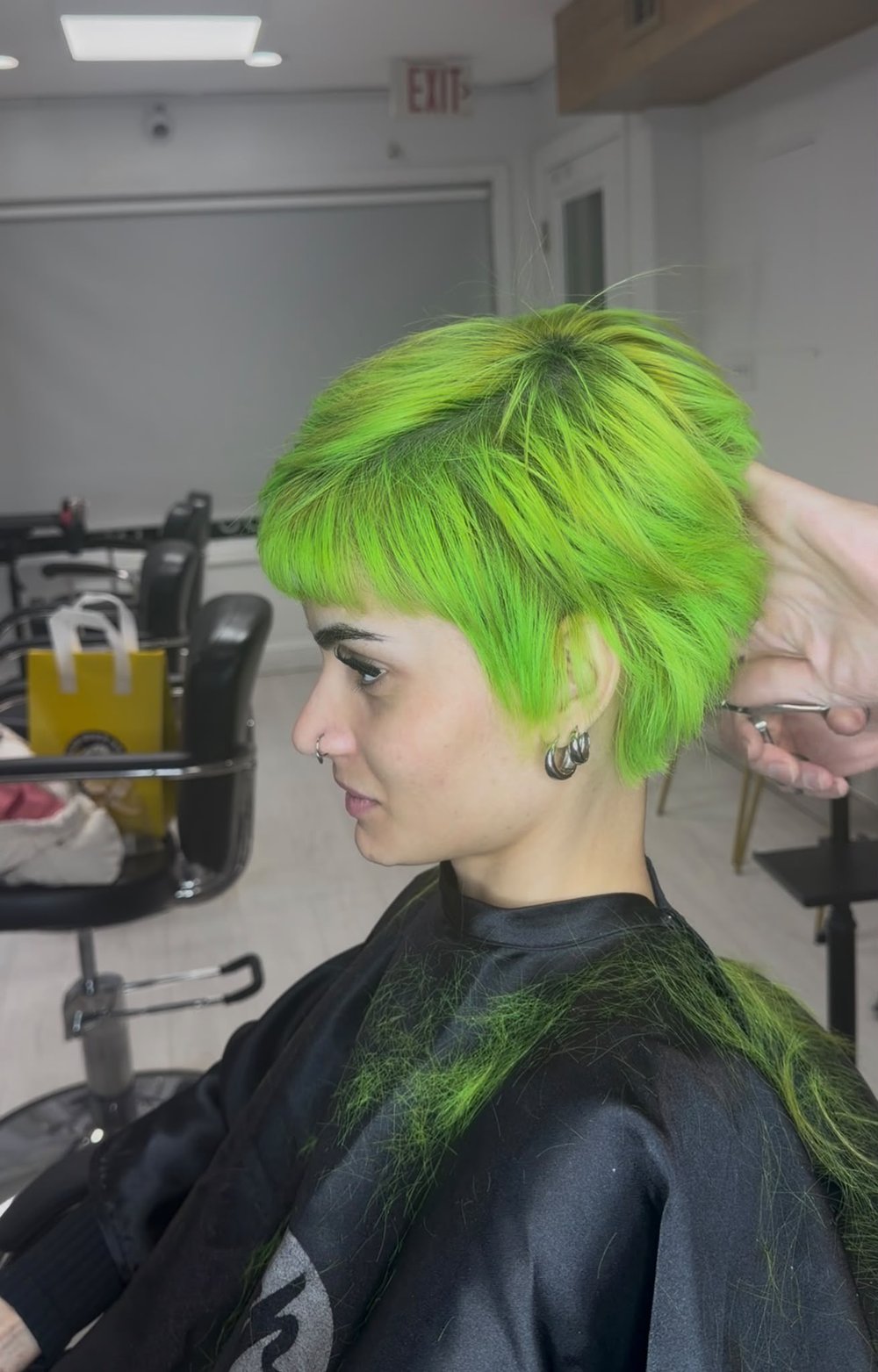 Neon green pixie cut — Lush Atelier Beauty Salon